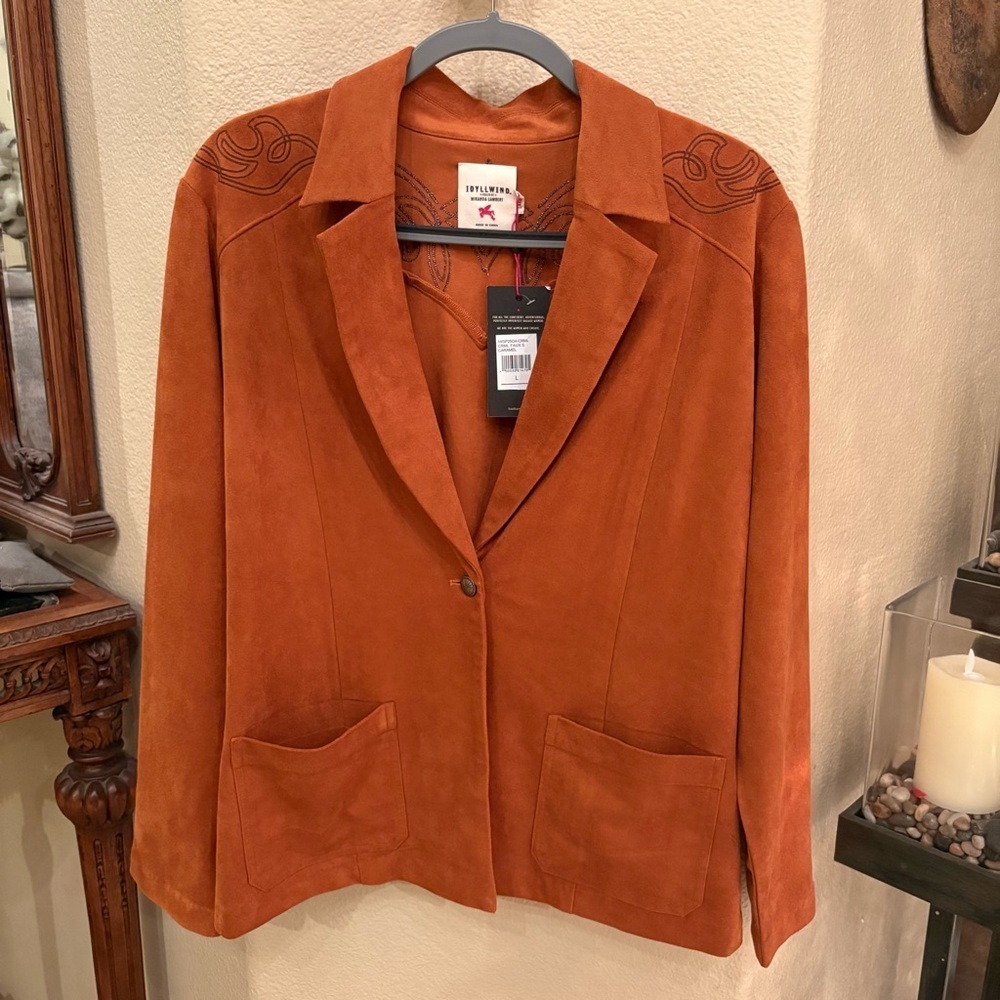 NWT~IDYLLWIND by Miranda Lambert Caramel Faux Suede Western Cowboy Blazer-Large